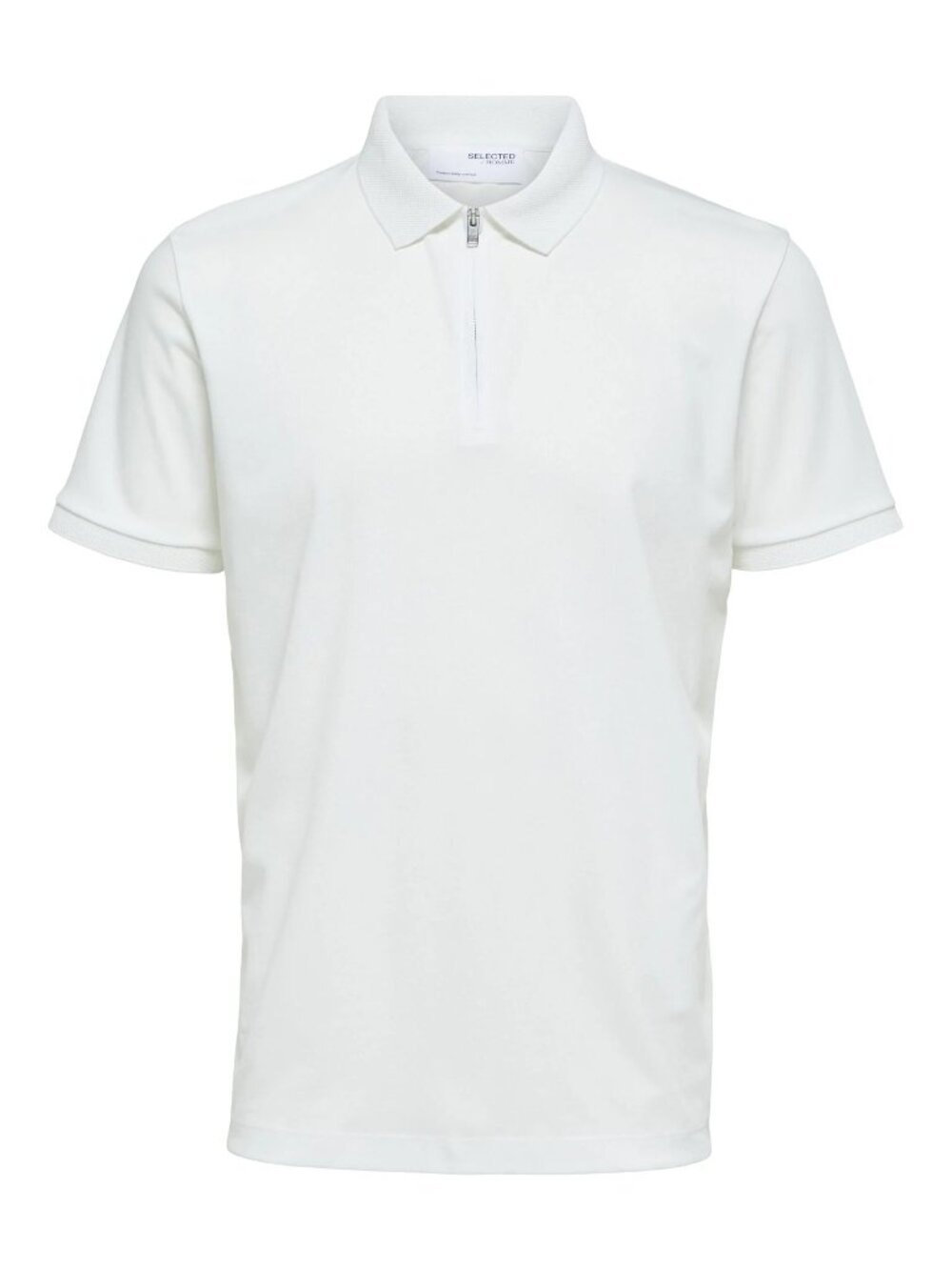 Selected Homme White Half Zipper Short Sleeve Polo/8713